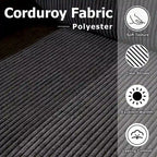Canapé d'angle en velours côtelé noir / camel / gris avec pouf, réversible, 3 places