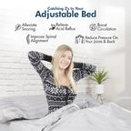 Cadre de lit réglable gris avec matelas hybride de 35,5 cm, massage et USB, 1 à 2 personnes