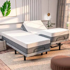 Cadre de lit réglable gris avec matelas hybride de 35,5 cm, massage et USB, 1 à 2 personnes