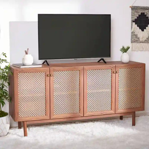 SAFAVIEH Micaela 63-inch 4-Door Storage Media TV Stand - 63.1 W x 16.3 D x 31.7 H - 63Wx16Dx32H
