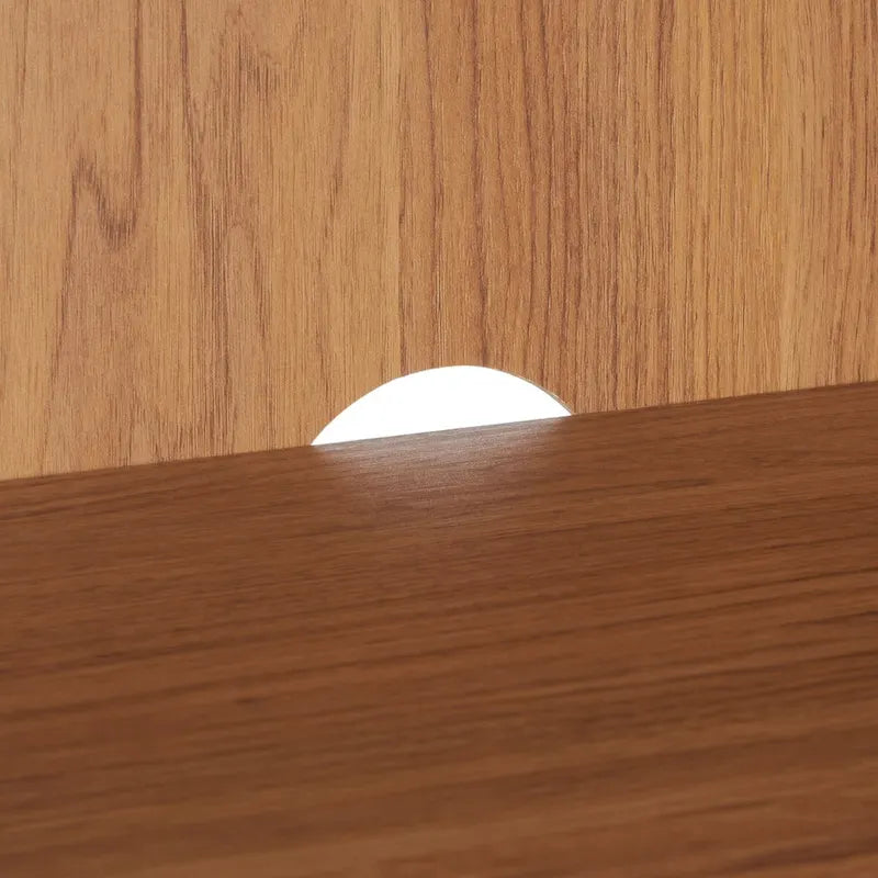 Meuble TV multimédia 4 portes 63" avec treillis doré, finition bois – Blanc délavé / Noyer / Chêne / Noir