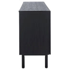 Meuble TV multimédia 4 portes 63" avec treillis doré, finition bois – Blanc délavé / Noyer / Chêne / Noir