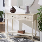SAFAVIEH Leonia Console 2 tiroirs - 35,5 L x 13 P x 29,5 H - 36 L x 13 P x 30 H