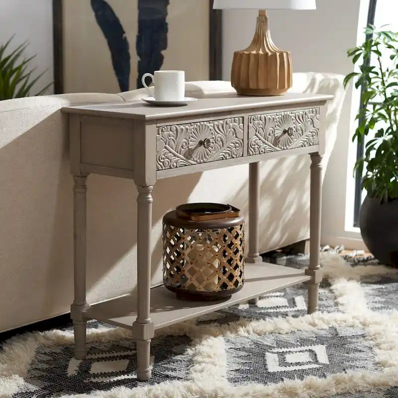 SAFAVIEH Leonia Console 2 tiroirs - 35,5 L x 13 P x 29,5 H - 36 L x 13 P x 30 H
