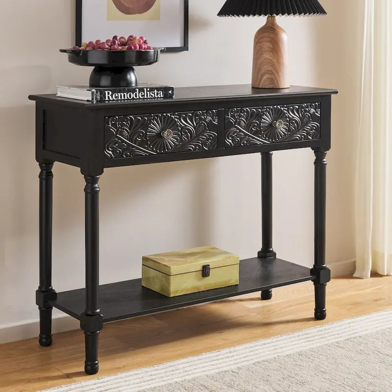 SAFAVIEH Leonia Console 2 tiroirs - 35,5 L x 13 P x 29,5 H - 36 L x 13 P x 30 H
