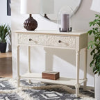SAFAVIEH Leonia Console 2 tiroirs - 35,5 L x 13 P x 29,5 H - 36 L x 13 P x 30 H