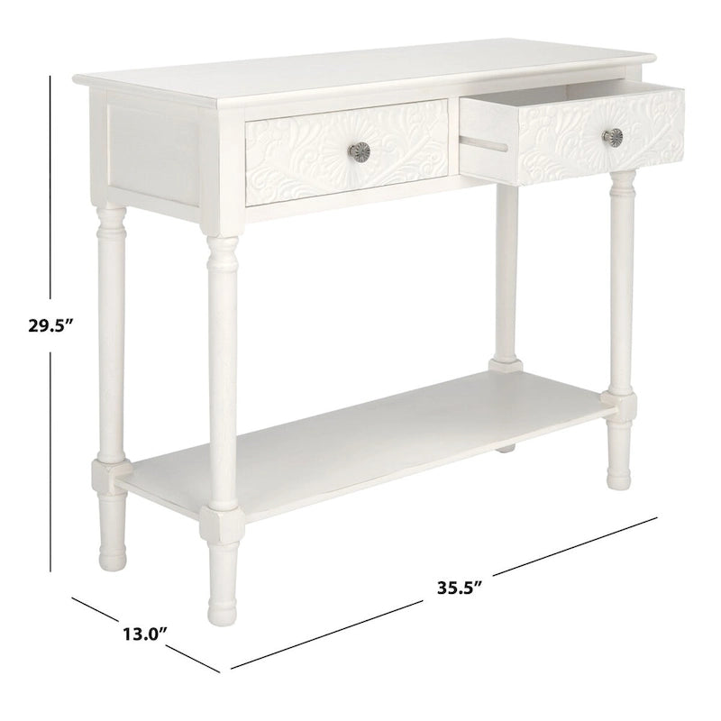 SAFAVIEH Leonia Console 2 tiroirs - 35,5 L x 13 P x 29,5 H - 36 L x 13 P x 30 H