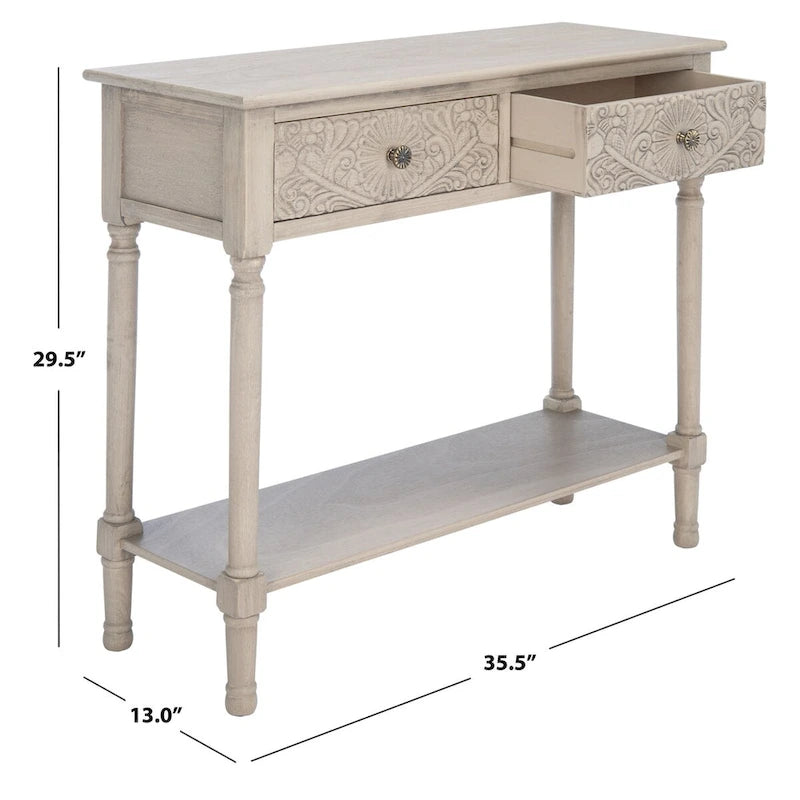 SAFAVIEH Leonia Console 2 tiroirs - 35,5 L x 13 P x 29,5 H - 36 L x 13 P x 30 H