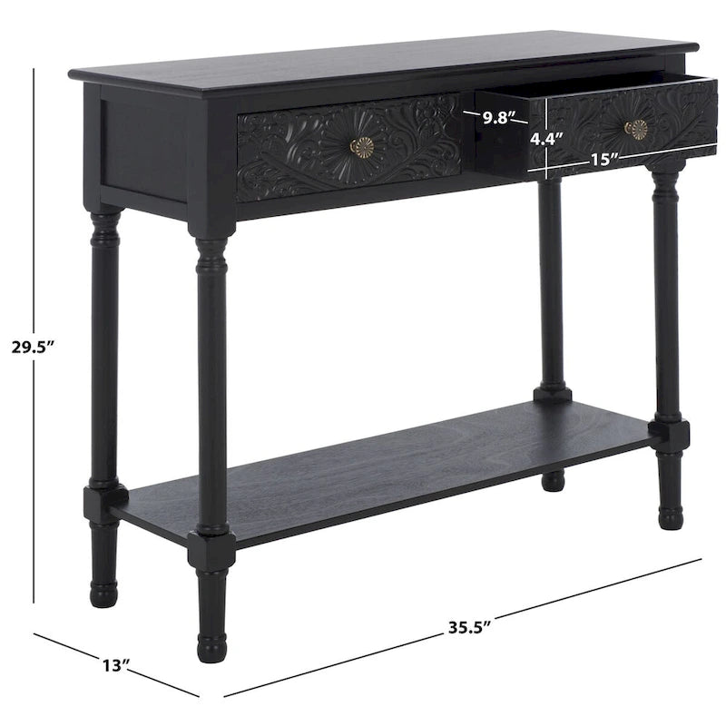 SAFAVIEH Leonia Console 2 tiroirs - 35,5 L x 13 P x 29,5 H - 36 L x 13 P x 30 H