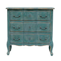 Commode 3 tiroirs vieillie bleu / gris / noir, 1 personne