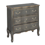 Commode 3 tiroirs vieillie bleu / gris / noir, 1 personne