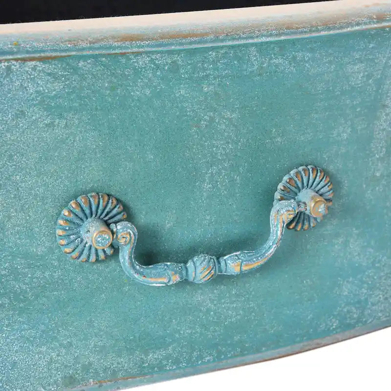 Commode 3 tiroirs vieillie bleu / gris / noir, 1 personne