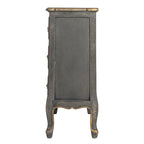 Commode 3 tiroirs vieillie bleu / gris / noir, 1 personne