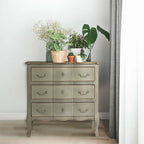 Commode 3 tiroirs vieillie bleu / gris / noir, 1 personne