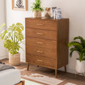Commode 5 tiroirs en noyer | Moderne du milieu du siècle | Pour 1