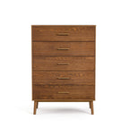 Commode 5 tiroirs en noyer | Moderne du milieu du siècle | Pour 1