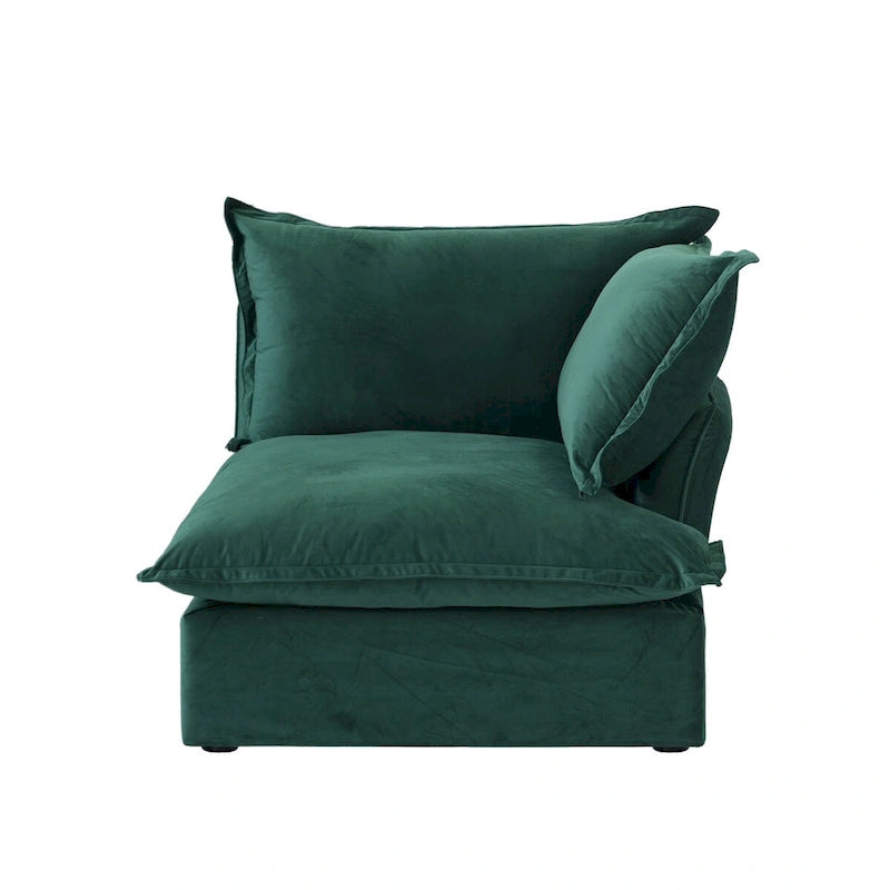 Canapé d'angle en velours 3 places avec méridienne, rouge/vert/bleu/orange