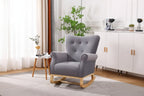 Fauteuil à bascule en velours violet / noir / gris / beige, une place
