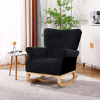 Fauteuil à bascule en velours violet / noir / gris / beige, une place