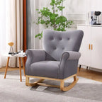 Fauteuil à bascule en velours violet / noir / gris / beige, une place