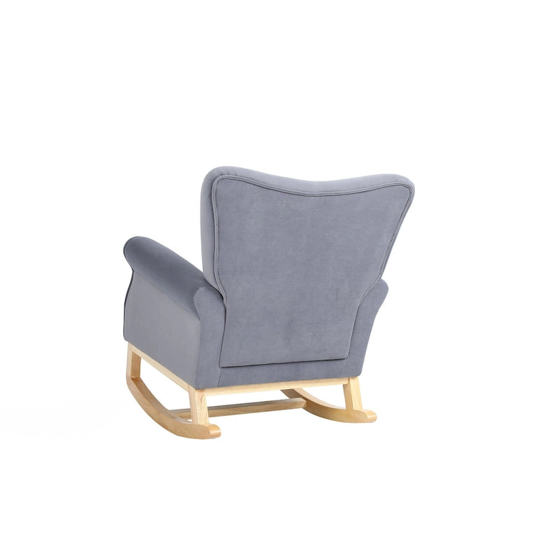 Fauteuil à bascule en velours violet / noir / gris / beige, une place