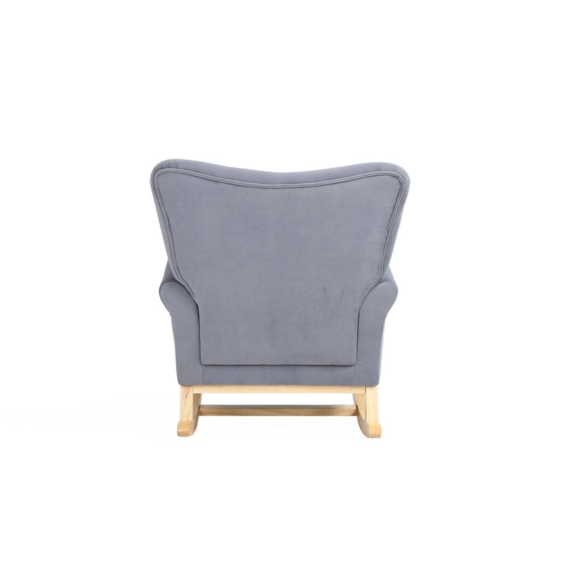 Fauteuil à bascule en velours violet / noir / gris / beige, une place