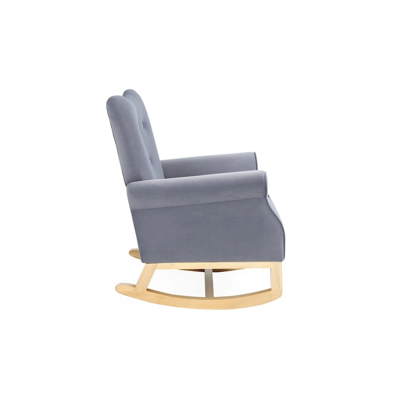 Fauteuil à bascule en velours violet / noir / gris / beige, une place