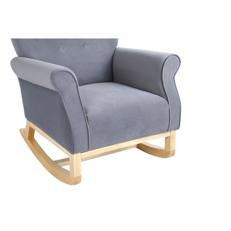Fauteuil à bascule en velours violet / noir / gris / beige, une place