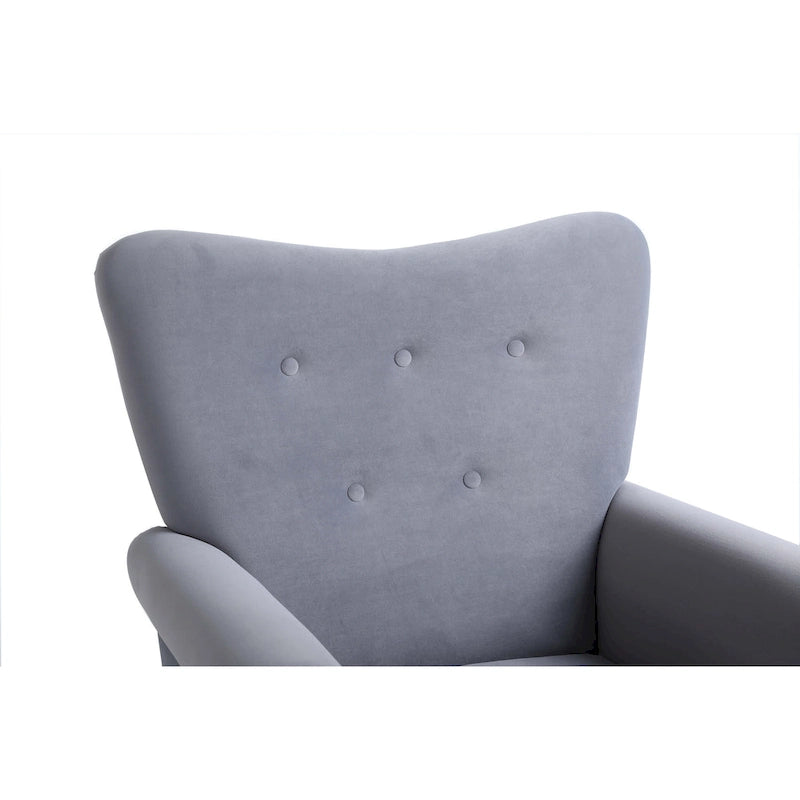 Fauteuil à bascule en velours violet / noir / gris / beige, une place
