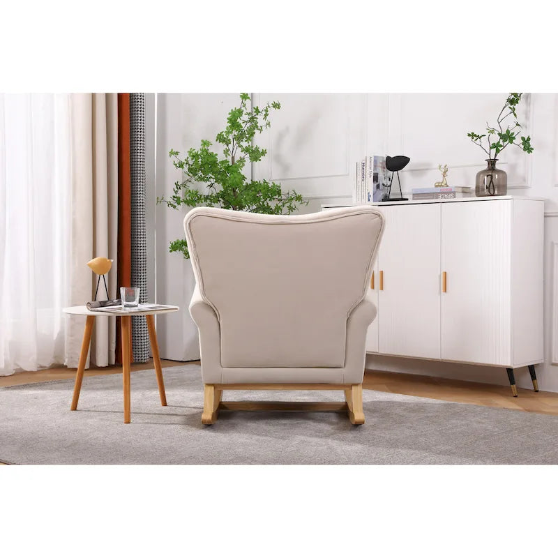 Fauteuil à bascule en velours violet / noir / gris / beige, une place