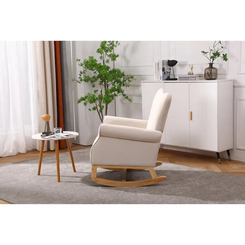 Fauteuil à bascule en velours violet / noir / gris / beige, une place