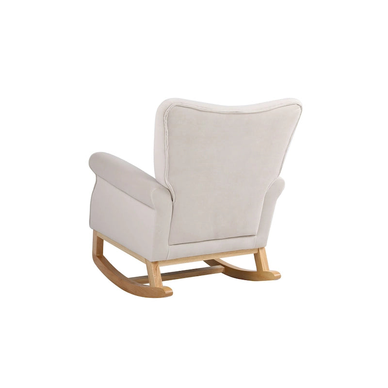 Fauteuil à bascule en velours violet / noir / gris / beige, une place