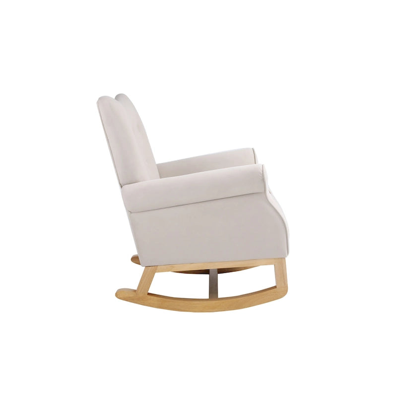 Fauteuil à bascule en velours violet / noir / gris / beige, une place