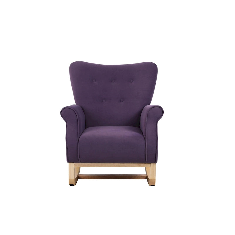 Fauteuil à bascule en velours violet / noir / gris / beige, une place