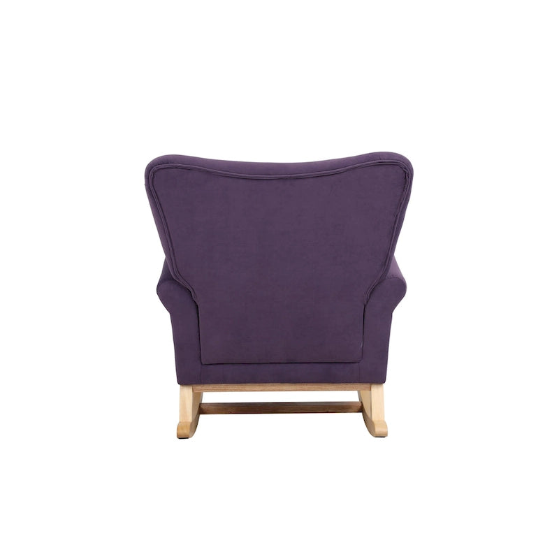Fauteuil à bascule en velours violet / noir / gris / beige, une place