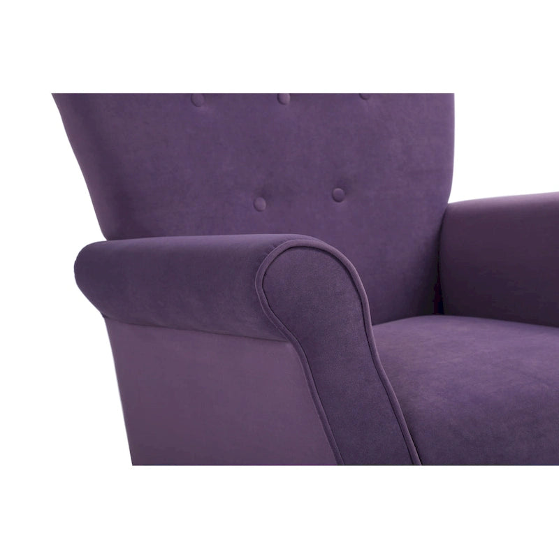 Fauteuil à bascule en velours violet / noir / gris / beige, une place