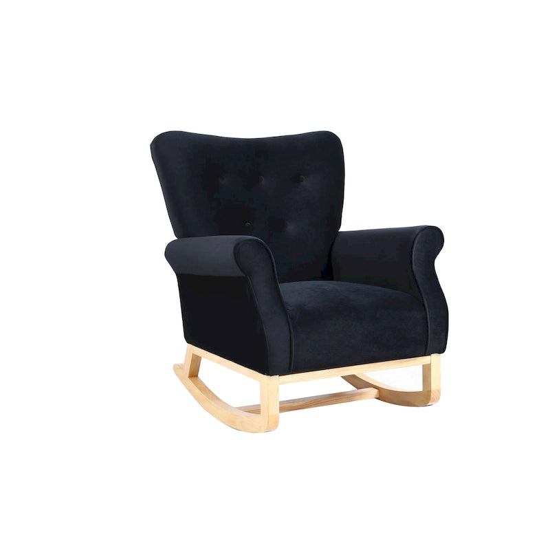 Fauteuil à bascule en velours violet / noir / gris / beige, une place