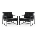 Fauteuil d'appoint capitonné en cuir synthétique, style milieu de siècle, lot de 2 – Noir / Marron / Vert / Beige / Camel / Crème / Marine