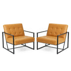 Fauteuil d'appoint capitonné en cuir synthétique, style milieu de siècle, lot de 2 – Noir / Marron / Vert / Beige / Camel / Crème / Marine