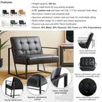 Fauteuil d'appoint capitonné en cuir synthétique, style milieu de siècle, lot de 2 – Noir / Marron / Vert / Beige / Camel / Crème / Marine