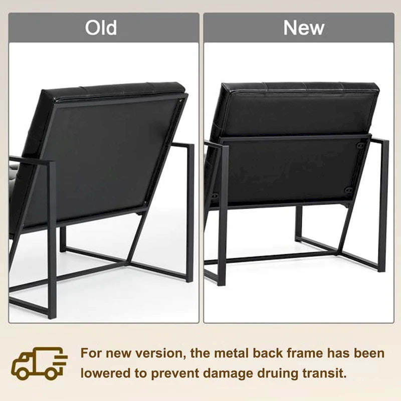 Fauteuil d'appoint capitonné en cuir synthétique, style milieu de siècle, lot de 2 – Noir / Marron / Vert / Beige / Camel / Crème / Marine