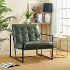 Fauteuil d'appoint capitonné en cuir synthétique, style milieu de siècle, lot de 2 – Noir / Marron / Vert / Beige / Camel / Crème / Marine