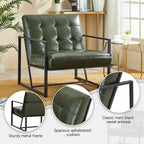 Fauteuil d'appoint capitonné en cuir synthétique, style milieu de siècle, lot de 2 – Noir / Marron / Vert / Beige / Camel / Crème / Marine
