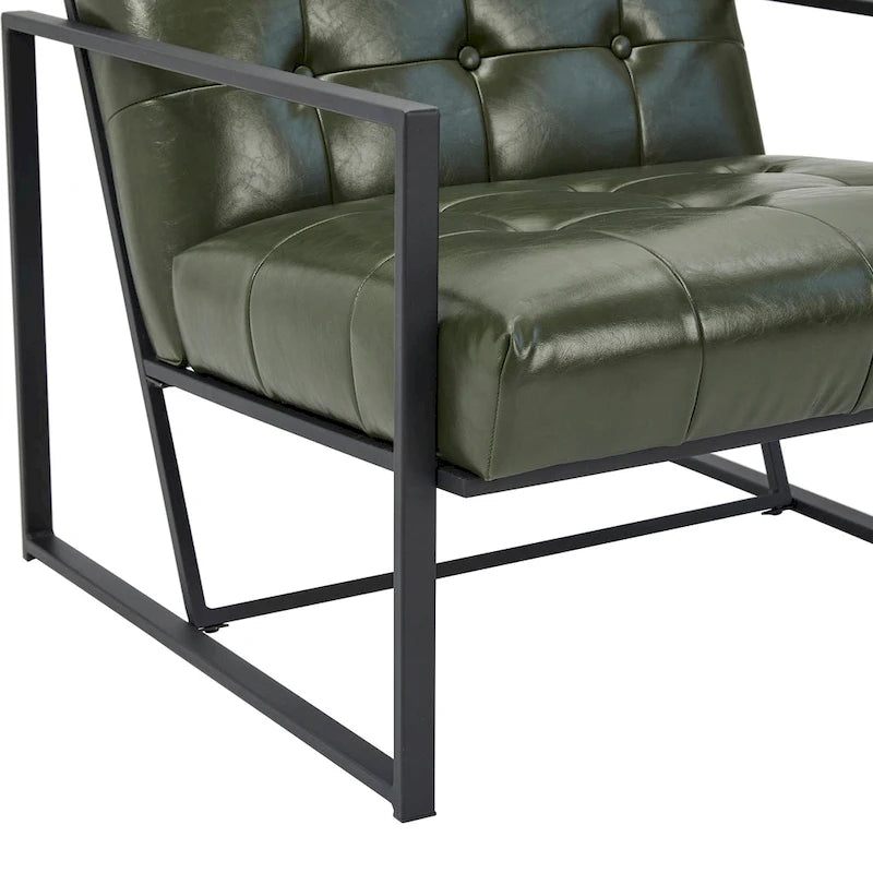 Fauteuil d'appoint capitonné en cuir synthétique, style milieu de siècle, lot de 2 – Noir / Marron / Vert / Beige / Camel / Crème / Marine