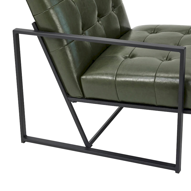 Fauteuil d'appoint capitonné en cuir synthétique, style milieu de siècle, lot de 2 – Noir / Marron / Vert / Beige / Camel / Crème / Marine