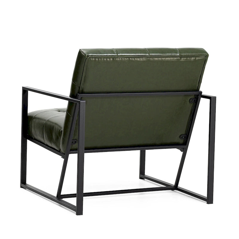 Fauteuil d'appoint capitonné en cuir synthétique, style milieu de siècle, lot de 2 – Noir / Marron / Vert / Beige / Camel / Crème / Marine