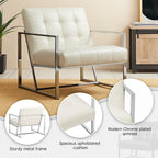 Fauteuil d'appoint capitonné en cuir synthétique, style milieu de siècle, lot de 2 – Noir / Marron / Vert / Beige / Camel / Crème / Marine