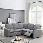 Fauteuil inclinable électrique, canapé d'angle en lin en forme de L, fauteuil moelleux pour cinéma maison avec port USB pour salon