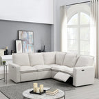 Fauteuil inclinable électrique, canapé d'angle en lin en forme de L, fauteuil moelleux pour cinéma maison avec port USB pour salon