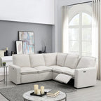 Power Recliner Chair Linen Upholstered L-Shaped Sectional Sofa, Home Theater Seating Soft Chair with USB Port for Living Room